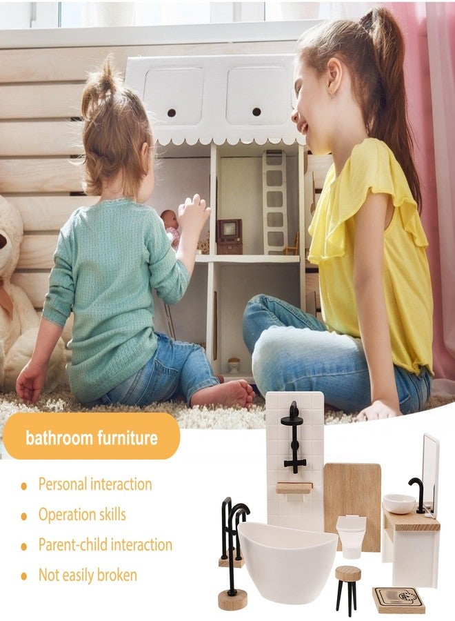 JOINPAYA 1set Dollhouse Bathroom Set: Dollhouse Bathroom Furniture Accessories 1 12 Scale Mini Shower Room AdornmentsSink Scale Shower Toilet Bathtub Stool for Doll Accessories - Image 4
